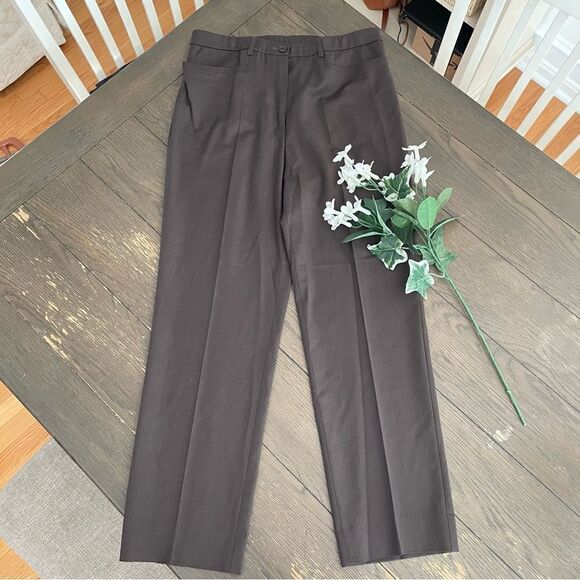 BASLER Womens Brown Straight Leg Virgin Wool Blend Trouser Pants size Large - Picture 2 of 11
